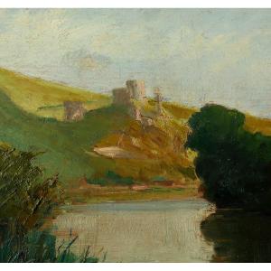 Joseph Juillard (1866-1945) Château Gaillard Les Andelys Vu De La Seine -normandie