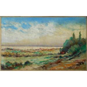 Emile Paloumet (1867 -?) Niort - The Boucholeurs In Chatelaillon - Hst 38 X 60 Cm