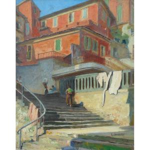 Léon Eugène Lambert (1865-1936) Nice - Rue Rossetti (the Heights) 1930