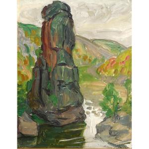 Adrien Bas (1884-1925) Annonay (ardèche) The Rock Péréandre -lyon