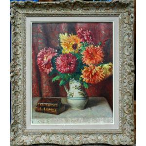 Raoul David (1876-1950) Brittany - Vitré - Rennes - Dahlias