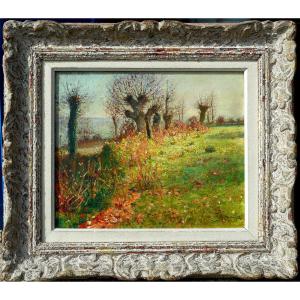 Raoul David (1876-1950) Brittany - Vitré - Rennes "vitré Countryside In Autumn"