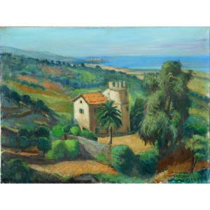 Marc Bardon (1891-?) Corsica - La Casella 1960 - Hst 46 X 61 Cm