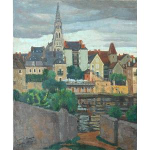 Marius De Buzon (1879-1958) Argenton On Creuse 1930 Hst 73 X 60 Cm