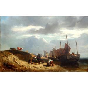 Antoine Désiré Heroult (1802/1853) Port Scene - Oil On Canvas, 42 X 65 Cm