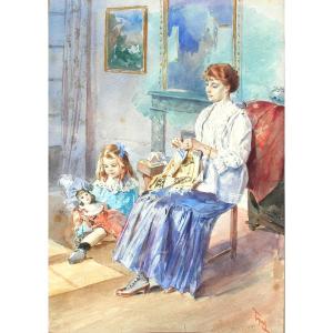 Osvaldo Tofani (1849/1915) Watercolor 28 X 20 Cm
