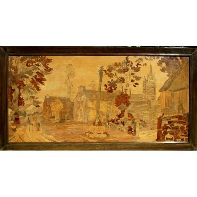 Pierre Rosenau - Marquetry 70x150cm - Brittany Around 1930 - (spindler - Gallé)