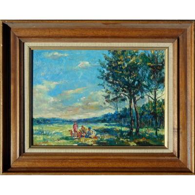 Benoni Van Der Gheynst (1876- 1946) Belgium - Knokke 1930 Oscar Wood Hsb 24x33cm