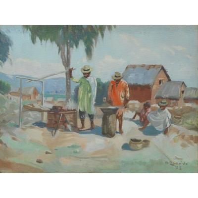 Albert Ranaivo - Hst 30x39cm 1973 - Madagascar - Malagasy Ratovo - Rajesy - Ramanankamonjy