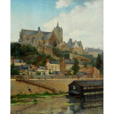 Theodore David (1848-1915) Le Mans 1901 - Hst 100x81cm- (théodore David Sarthe)