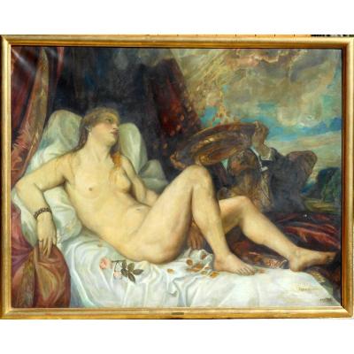 Danae XXth Copy Of Titian From Vienna - Hst 121x153cm