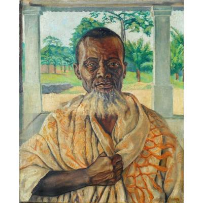 Malagasy  Chef - Hst 55x45cm - Signed A. Arvaron (circa 1930) Madagascar- Africanist