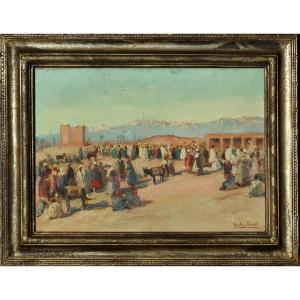 Gaston Durel (1879 - 1954) "the Ramparts Of Marrakech" Morocco
