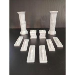 Bernardaud Limoges 2 Candlesticks + 2 Salt Cellars + 6 Knife Holders