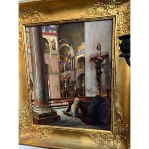 Church Interior Signed Pujol