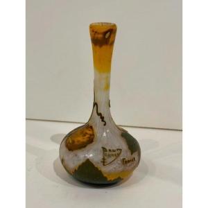 Daum Vase With Yellow Rowan Decor