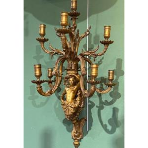 Pair Of Large Bronze Wall Sconces 