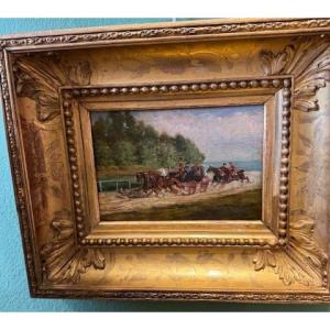 The Stagecoach Signed "charles Pellegrin"
