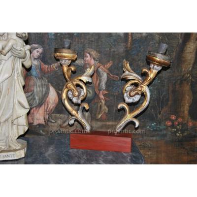 Pair Of 18th Italian Candelabra