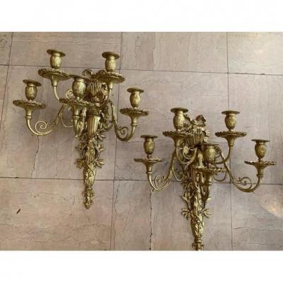 Paire d'Appliques De Style Louis XVI Fin 19ème