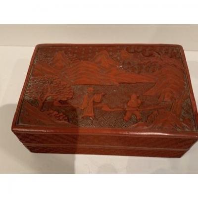 Boite En Laque Rouge Fin 19ème