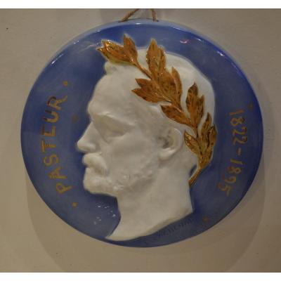 Pair Of Pasteur And Victor Hugo Porcelain Medallions