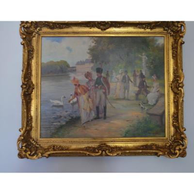 Table Representing An Officer In A Park Late 19th