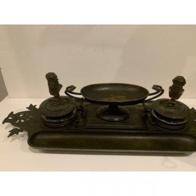 Encrier En Bronze Signé Barbedienne 