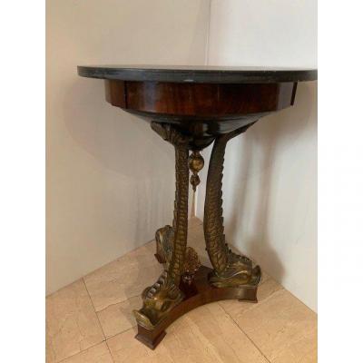 Empire Style Pedestal Table With Dolphins