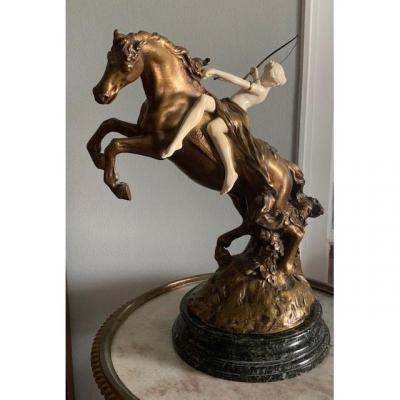 Chryselephantine In Bronze Signed Camels Célestinanatole