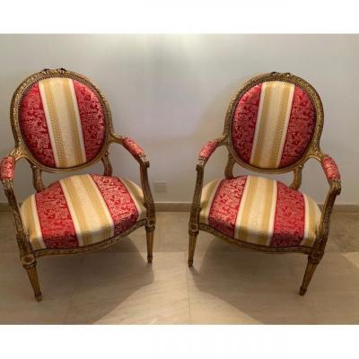 Pair Louis XVI Style Armchairs