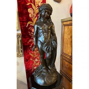 Young Ephebe In Bronze Signed Coinchon