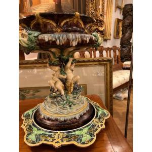 Cup With Putti Decor In Earthenware