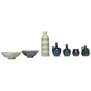 Gunnar Nylund, Hardo, Höga, Set Of 7 Miniature Ceramics Sweden.