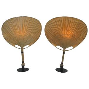 Pair Of Vintage Uchiwa Ingo Maurer Table Or Wall Lamps For M Design Germany, 1970s