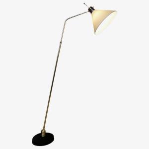Robert Mathieu Arlus Model Articulated Brass Floor Lamp By Maison Lunel, Circa 1950, France