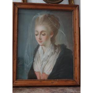 Portrait Of A Shy Young Girl, Pastel Louis XVI Period