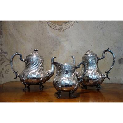 Ensemble Thé, Café En Métal Argenté XIX éme