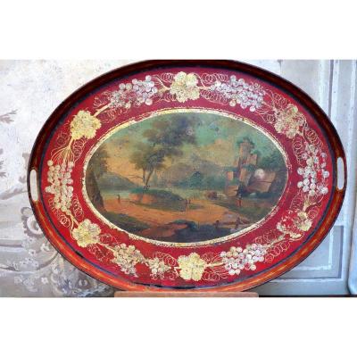 Grand Plateau En Tôle Peinte époque Directoire