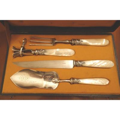 Silver Metal Cutting Service, Mother Of Pearl Handles, XIXth