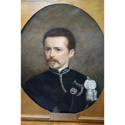 Portrait Of A Young Belgian Military, Oil On Canvas XIXth