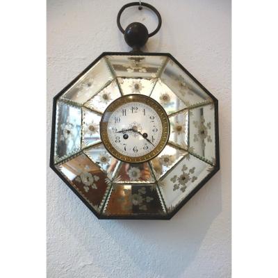 Nineteenth Engraved Mirrors Octagonal Clock