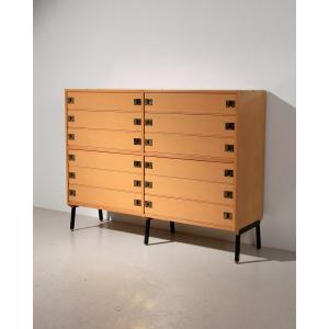 Double Chest Of Drawers 12 Drawers René-jean Caillette _ Group 4 - Charron - France 1960