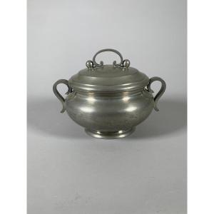 Pewter Tureen Signed Jean Despres (1889 - 1980) Art Deco / Modernist Style