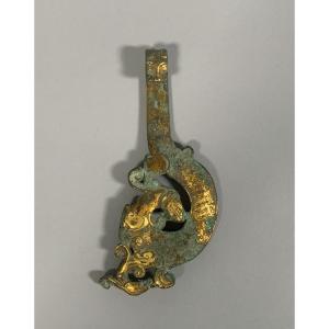 Fibula In Gilt Bronze Han Dynasty (206bc - 220ac) Archeology Ancient China 