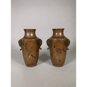 Pair Of Japanese Style Porcelain Vase Signed l'Escalier De Cristal Mid-19th Century