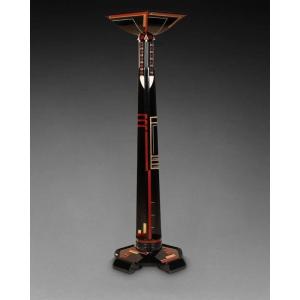  Art Deco Floor Lamp In Geometric Lacquer 20th Century
