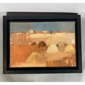 Roger Muhl (1929-2008) - The Harvested Field Oil Painting Modern 20th Century