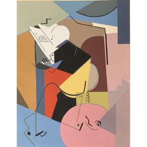 Albert Gleizes (1881-1953) The Musician Gouache Modern Cubist 20th Century