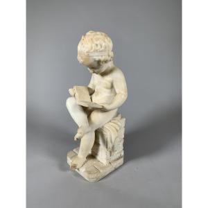 19th Century Marble Sculpture The Reader After Canova